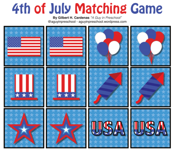 4th of July Matching Game Picture